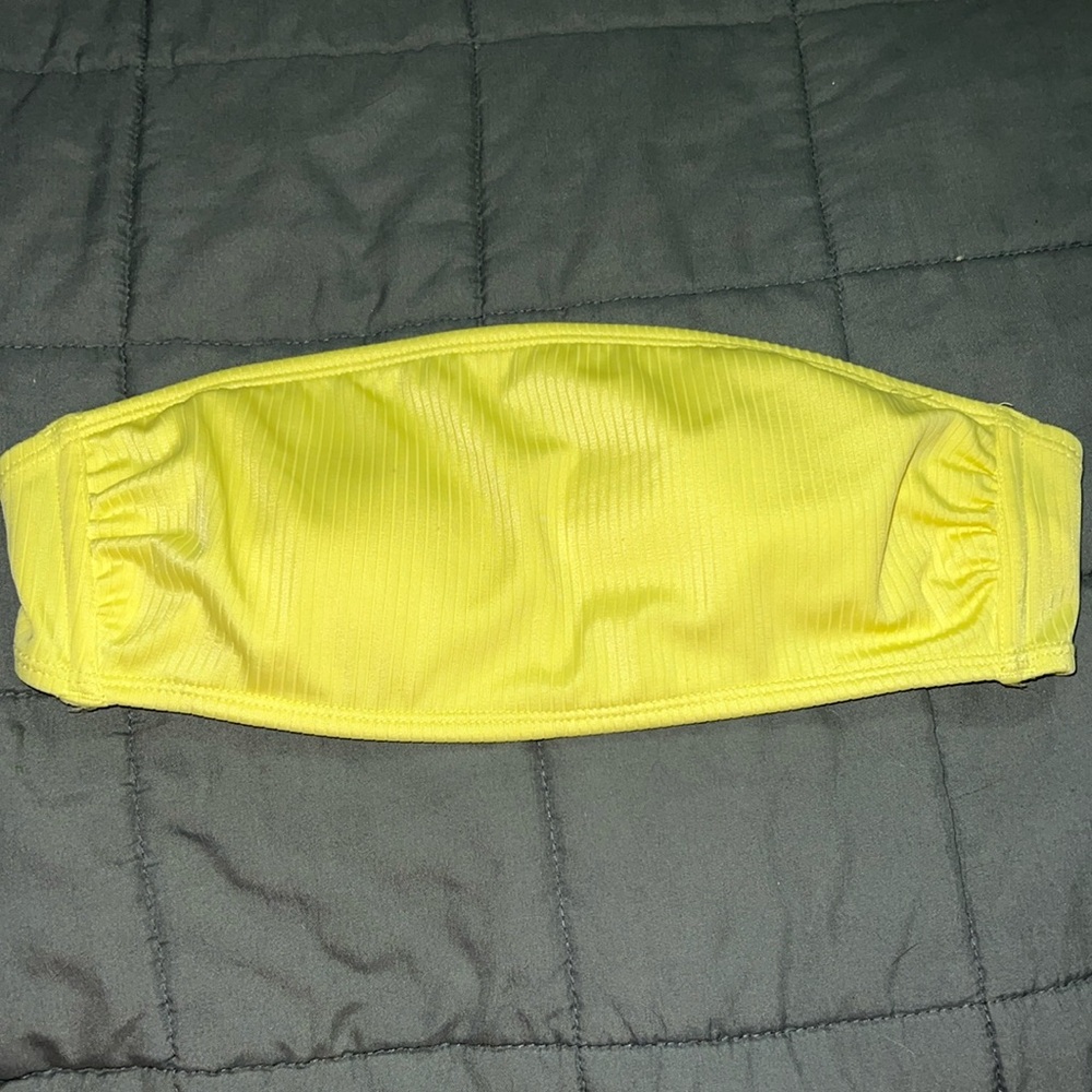 Yellow strapless swimsuit top